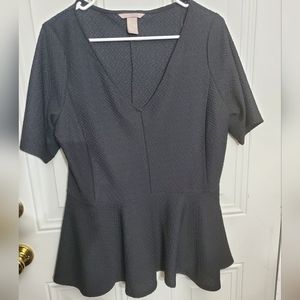 H&M Black Peplum Top Large EUC